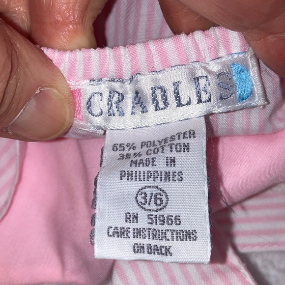 Vintage cradles kitty cat heart sunsuit bubble pink striped lace 3/6m - Picture 6 of 6